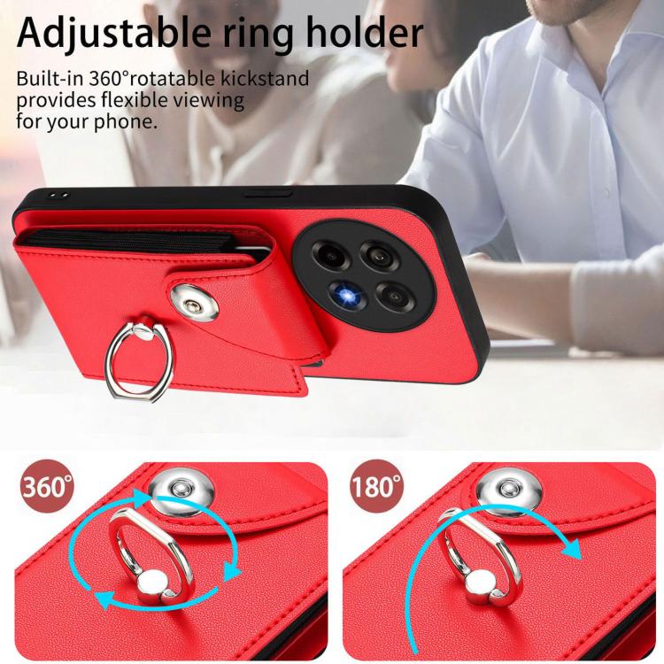 For OnePlus Ace 5 / 5 Pro / 13R Organ Card Bag Ring Holder PU Phone Case