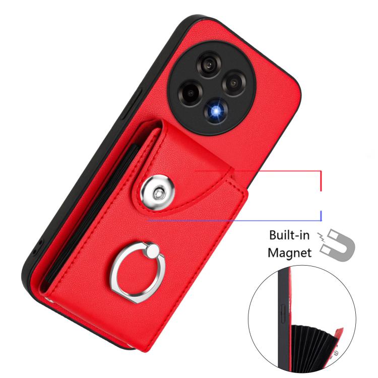 For OnePlus Ace 5 / 5 Pro / 13R Organ Card Bag Ring Holder PU Phone Case