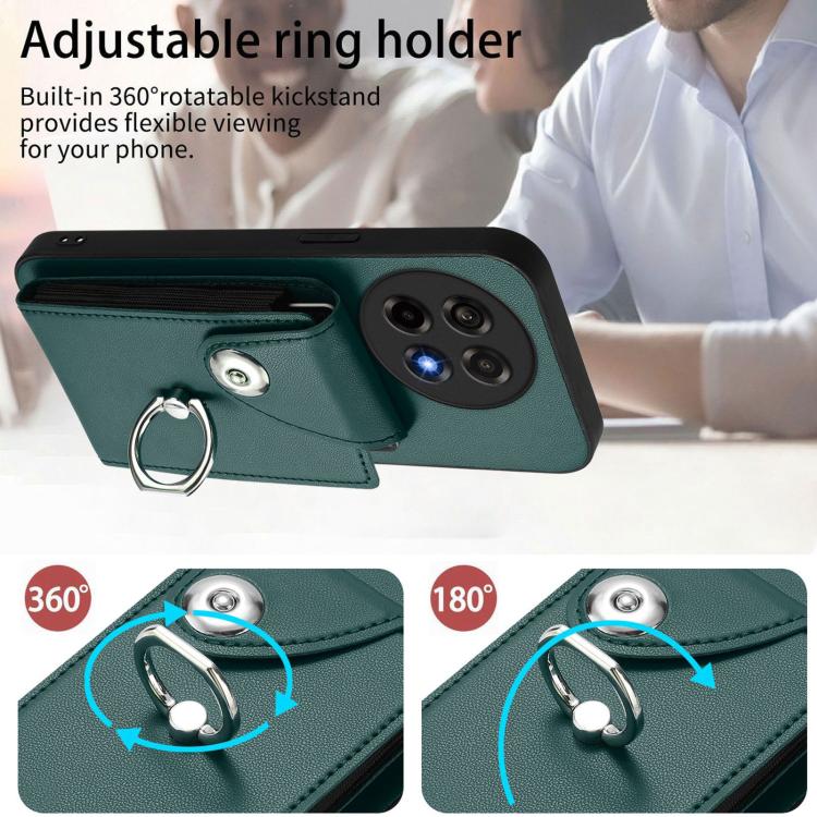 For OnePlus Ace 5 / 5 Pro / 13R Organ Card Bag Ring Holder PU Phone Case