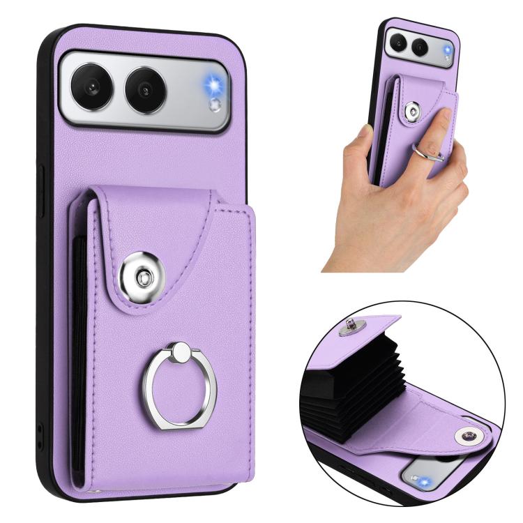For OnePlus Nord 4 Organ Card Bag Ring Holder PU Phone Case