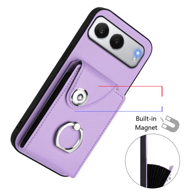 For OnePlus Nord 4 Organ Card Bag Ring Holder PU Phone Case