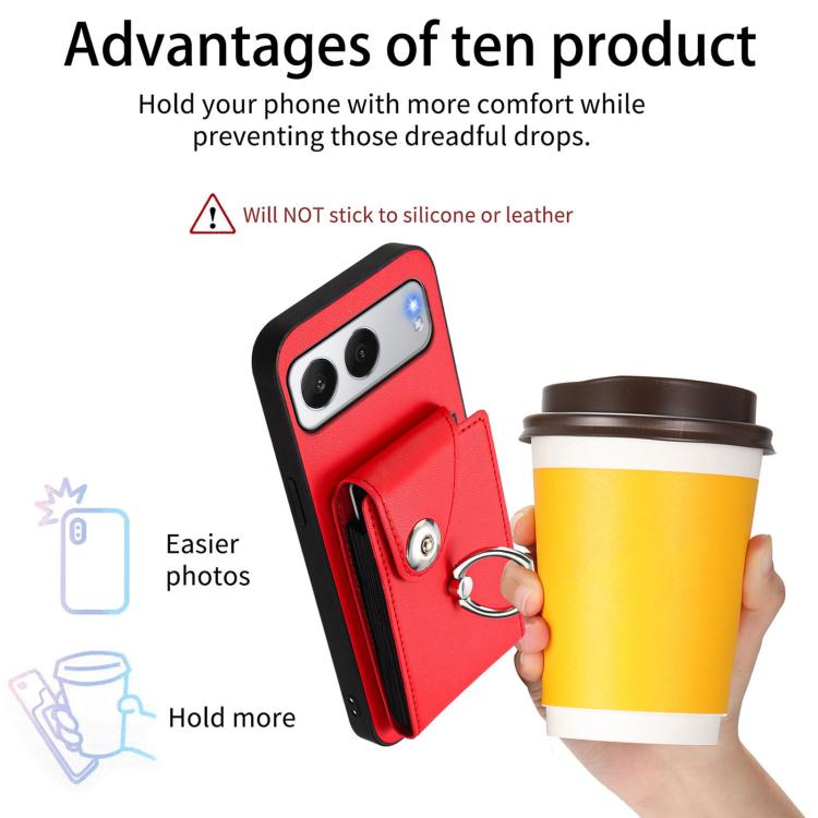 For OnePlus Nord 4 Organ Card Bag Ring Holder PU Phone Case