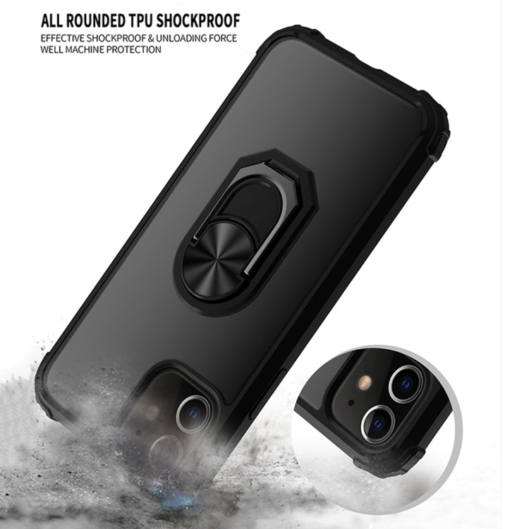 For iPhone 12 Pro Max Shockproof Transparent TPU + Acrylic Protective Case with Ring Holder