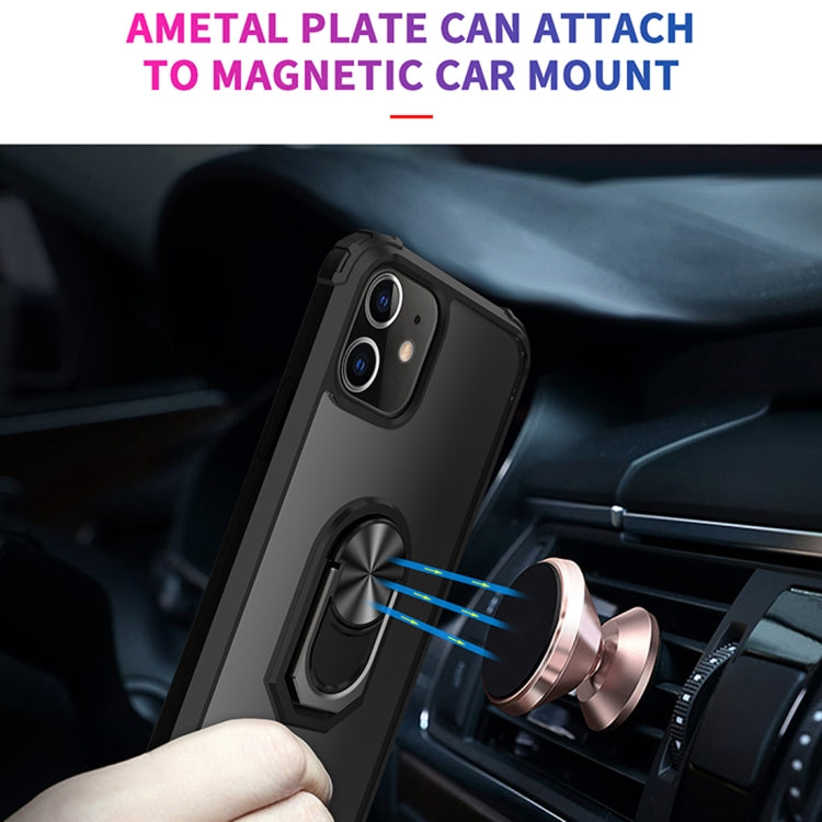 For iPhone 12 Pro Max Shockproof Transparent TPU + Acrylic Protective Case with Ring Holder