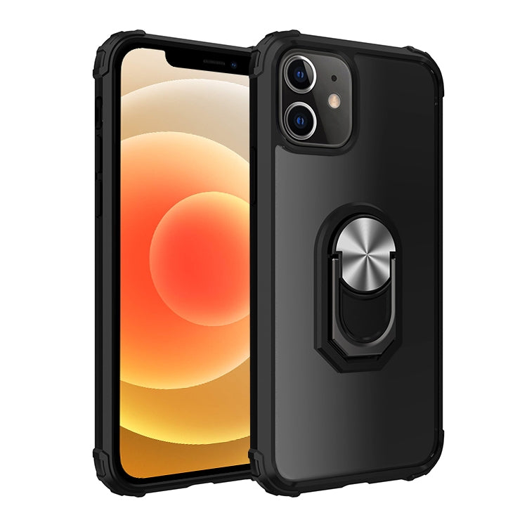For iPhone 12 mini Shockproof Transparent TPU + Acrylic Protective Case with Ring Holder
