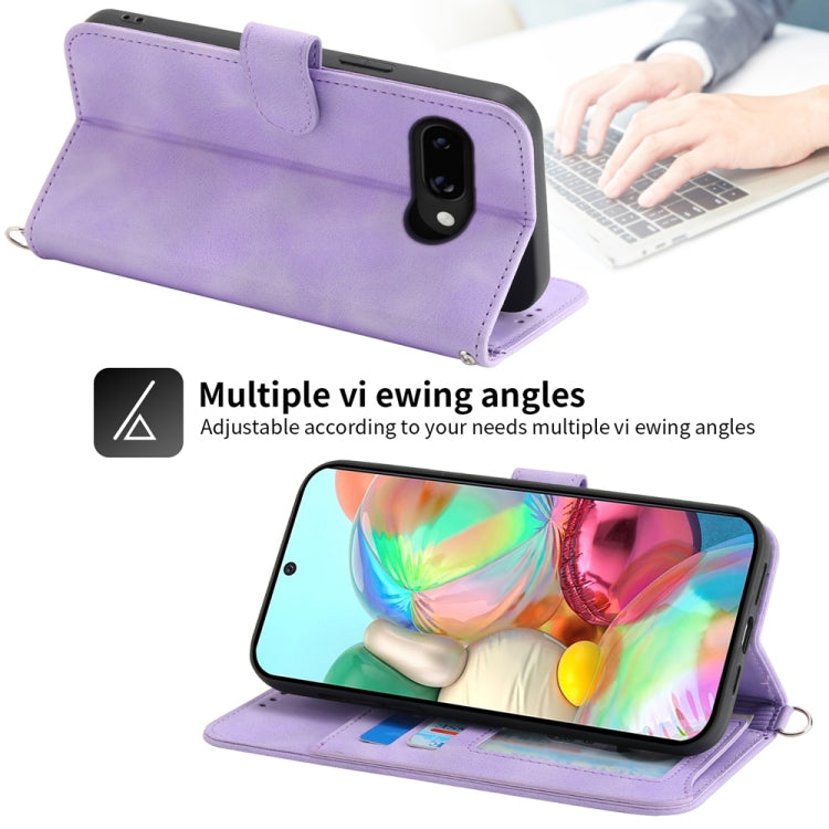 For Google Pixel 9a Skin Feel Flowers Embossed Wallet Leather Phone Case