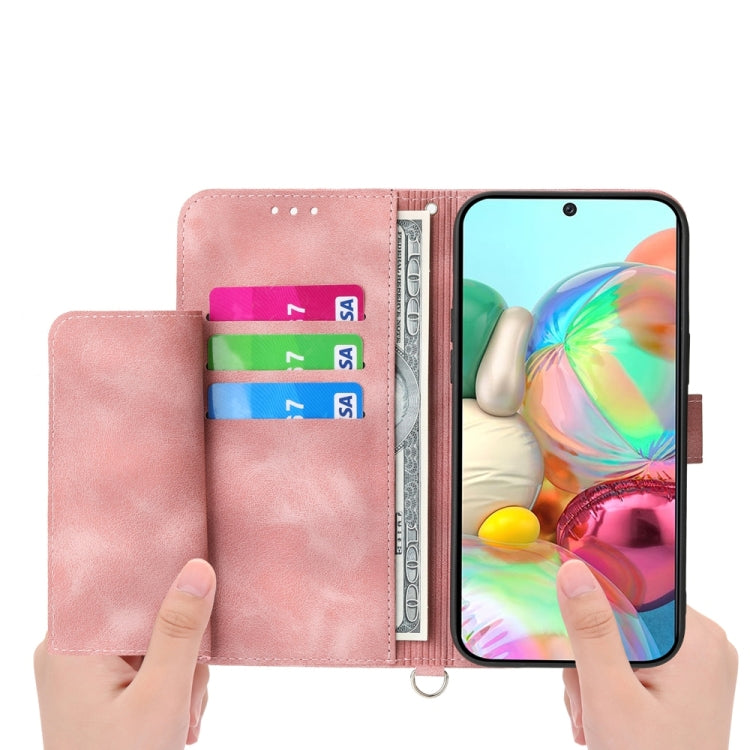 For Google Pixel 9a Skin Feel Flowers Embossed Wallet Leather Phone Case