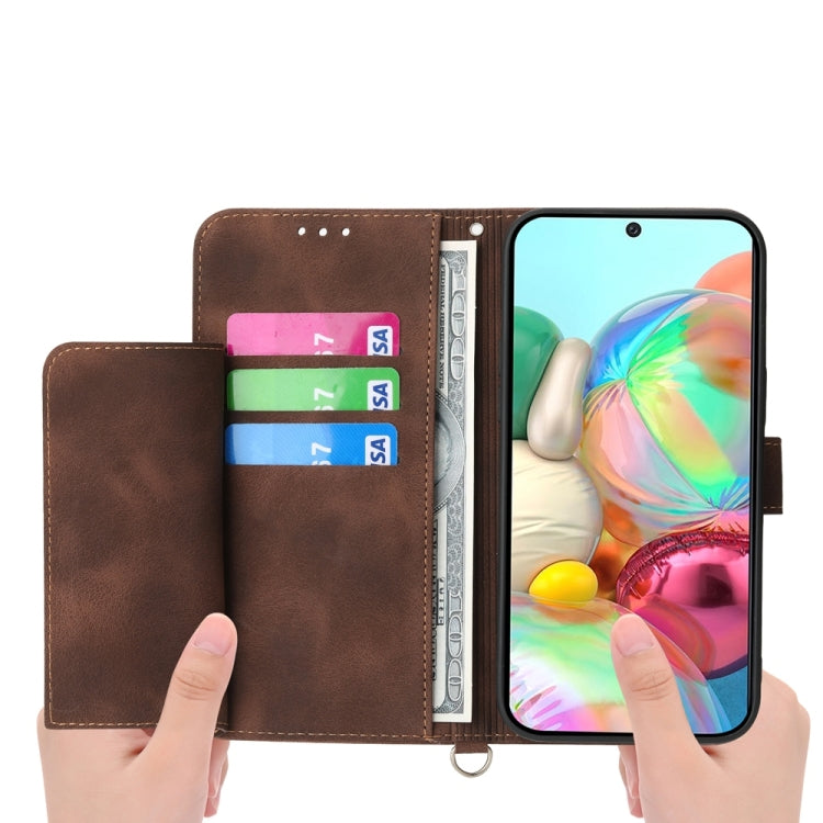 For Google Pixel 9a Skin Feel Flowers Embossed Wallet Leather Phone Case
