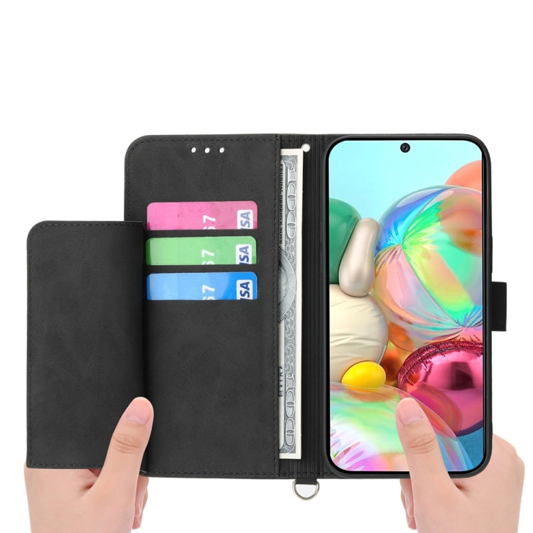 For Google Pixel 9a Skin Feel Flowers Embossed Wallet Leather Phone Case