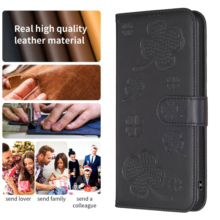 For Motorola Moto G85 Four-leaf Embossed Leather Phone Case