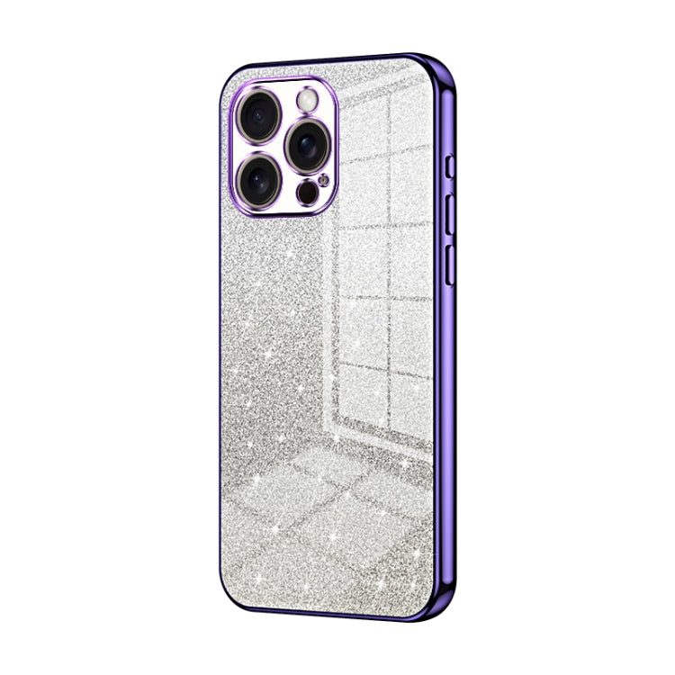 For iPhone 16 Pro Max Gradient Glitter Powder Electroplated Phone Case