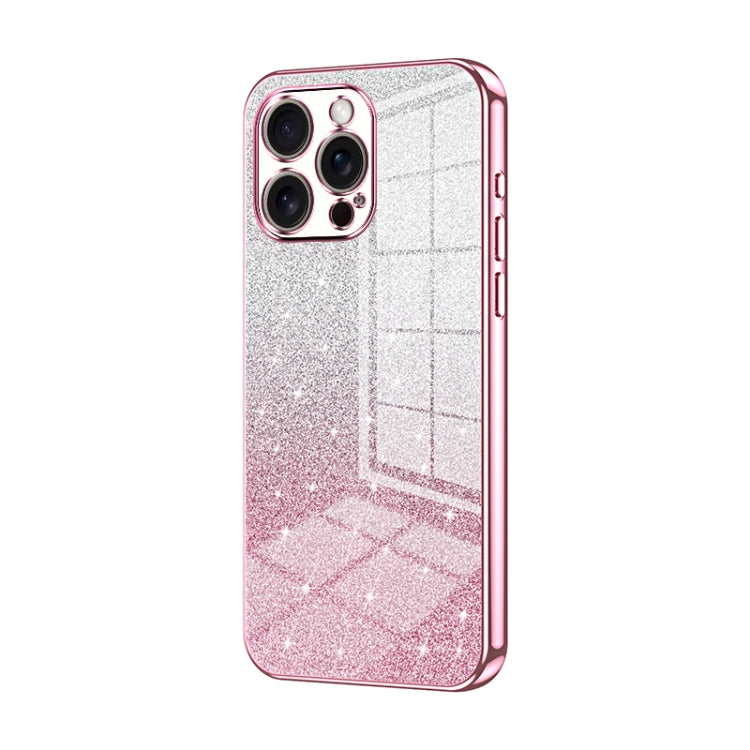 For iPhone 16 Pro Max Gradient Glitter Powder Electroplated Phone Case