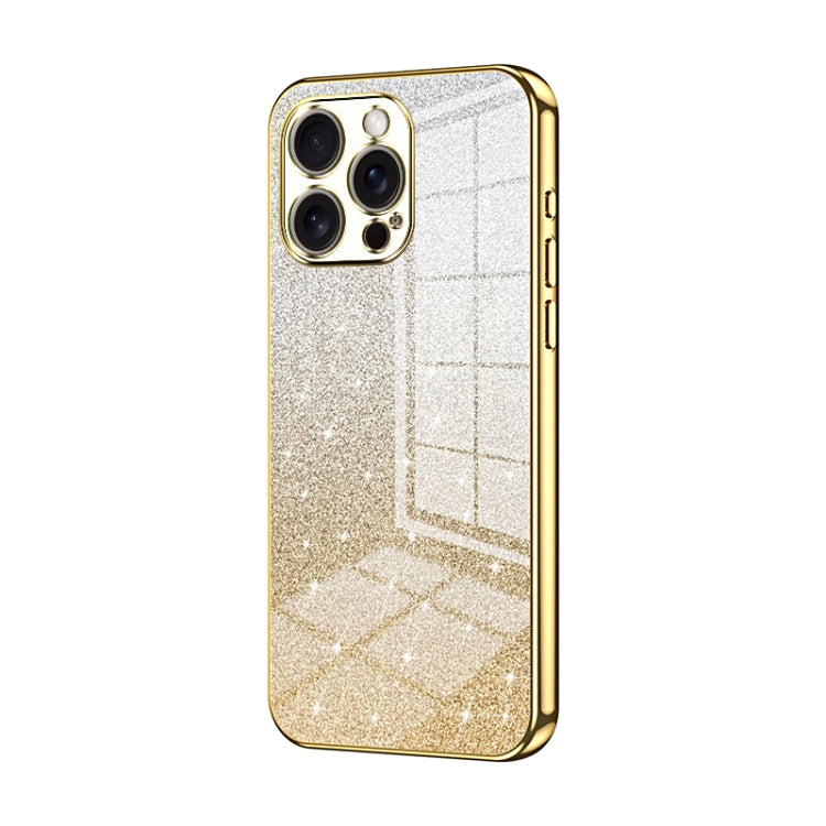 For iPhone 16 Pro Max Gradient Glitter Powder Electroplated Phone Case