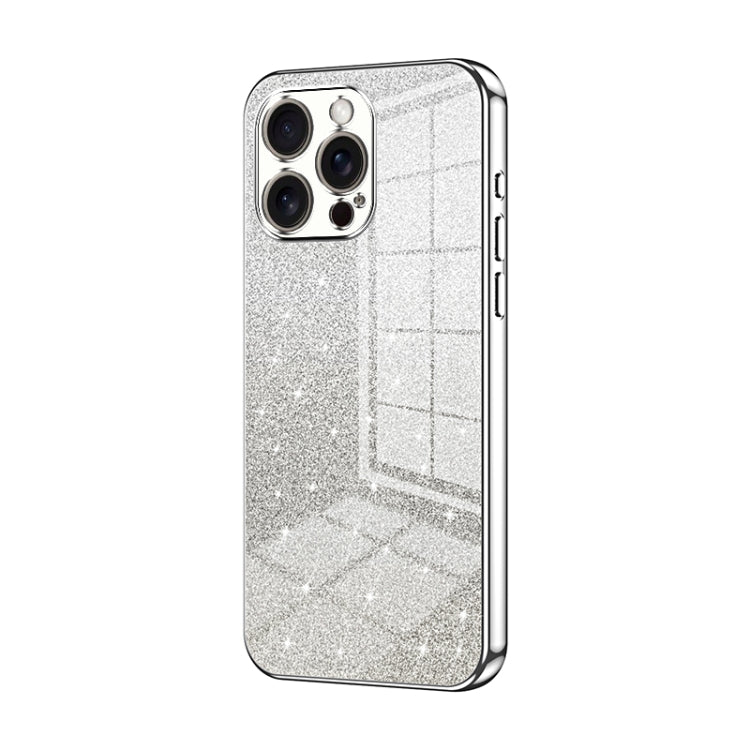 For iPhone 16 Pro Max Gradient Glitter Powder Electroplated Phone Case