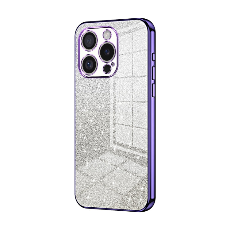 For iPhone 16 Pro Gradient Glitter Powder Electroplated Phone Case
