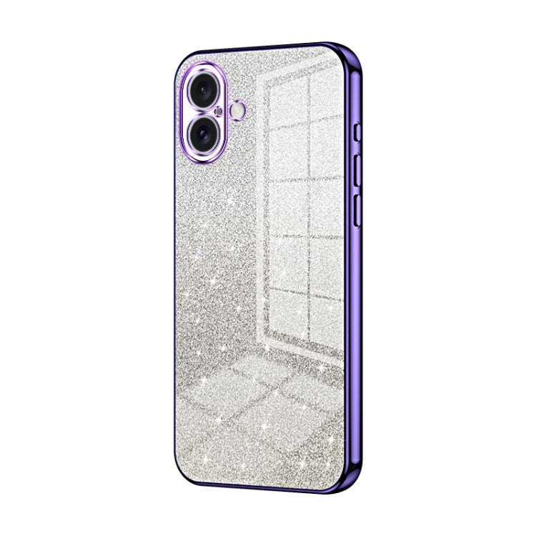 For iPhone 16 Plus Gradient Glitter Powder Electroplated Phone Case