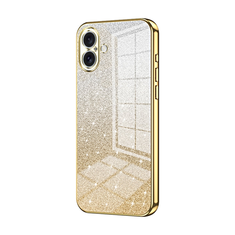 For iPhone 16 Plus Gradient Glitter Powder Electroplated Phone Case