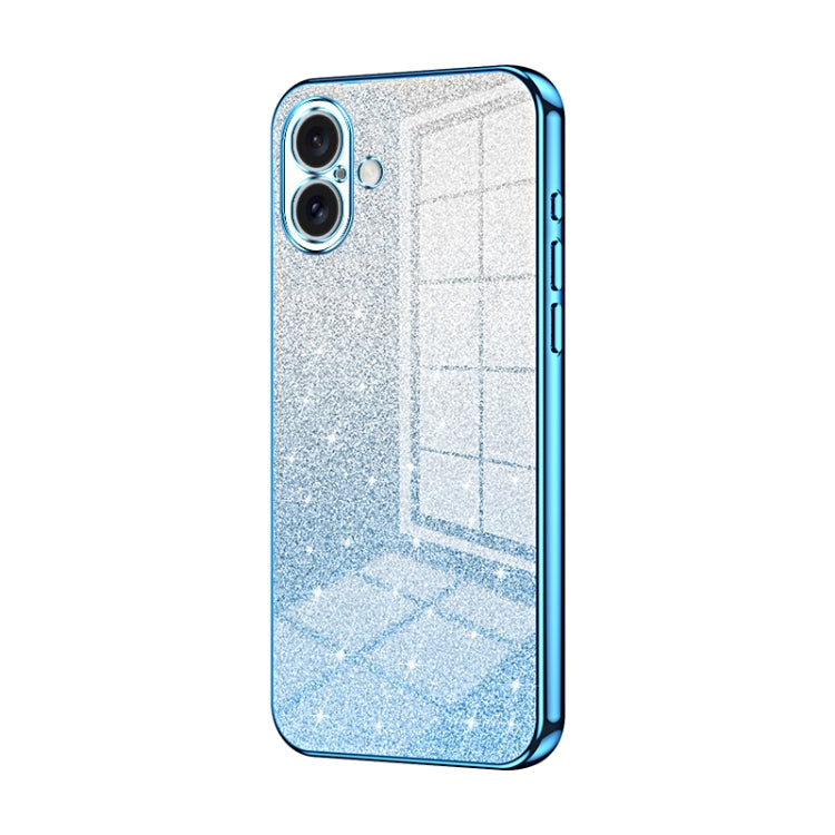 For iPhone 16 Plus Gradient Glitter Powder Electroplated Phone Case