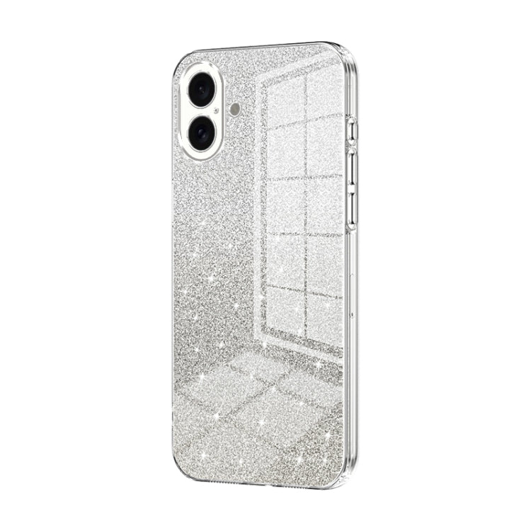 For iPhone 16 Plus Gradient Glitter Powder Electroplated Phone Case
