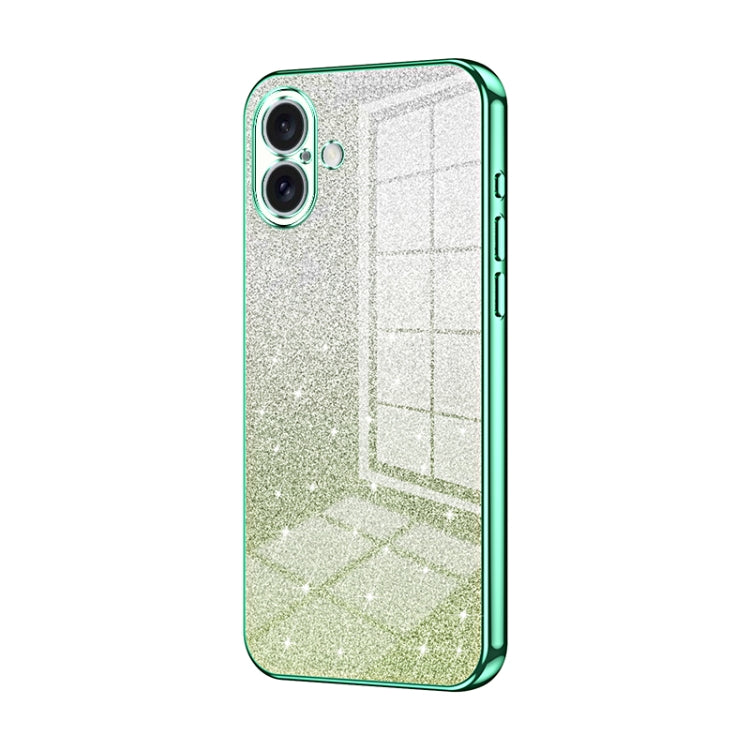 For iPhone 16 Plus Gradient Glitter Powder Electroplated Phone Case