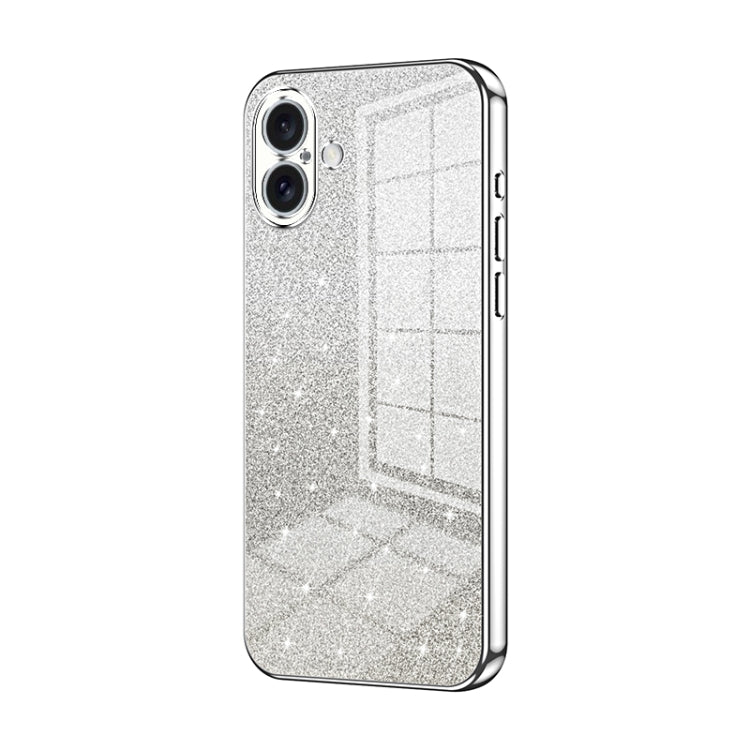 For iPhone 16 Plus Gradient Glitter Powder Electroplated Phone Case