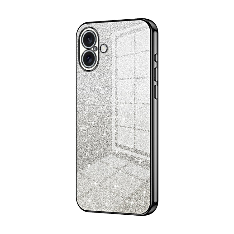 For iPhone 16 Plus Gradient Glitter Powder Electroplated Phone Case
