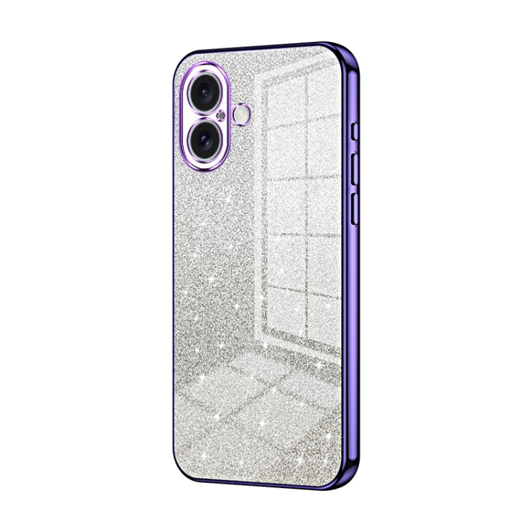 For iPhone 16 Gradient Glitter Powder Electroplated Phone Case