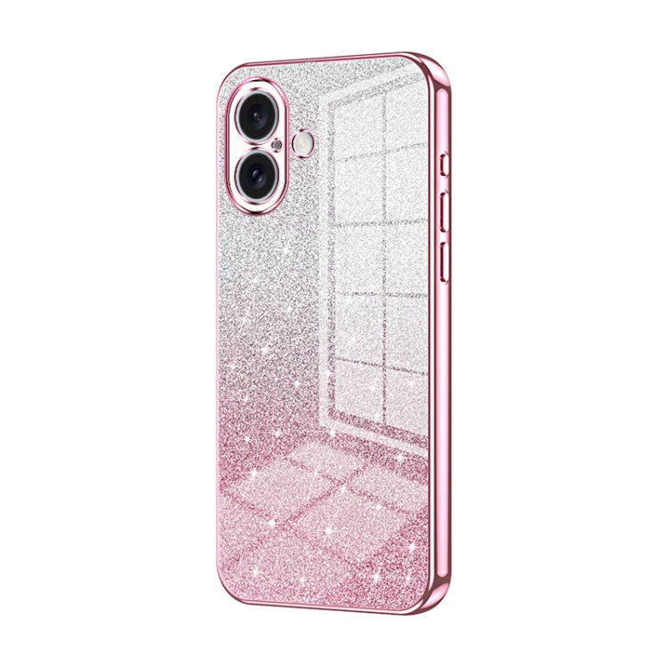 For iPhone 16 Gradient Glitter Powder Electroplated Phone Case