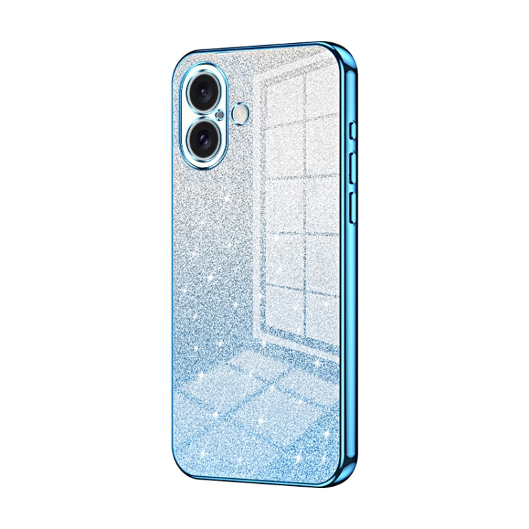 For iPhone 16 Gradient Glitter Powder Electroplated Phone Case