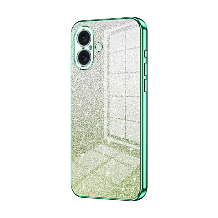 For iPhone 16 Gradient Glitter Powder Electroplated Phone Case