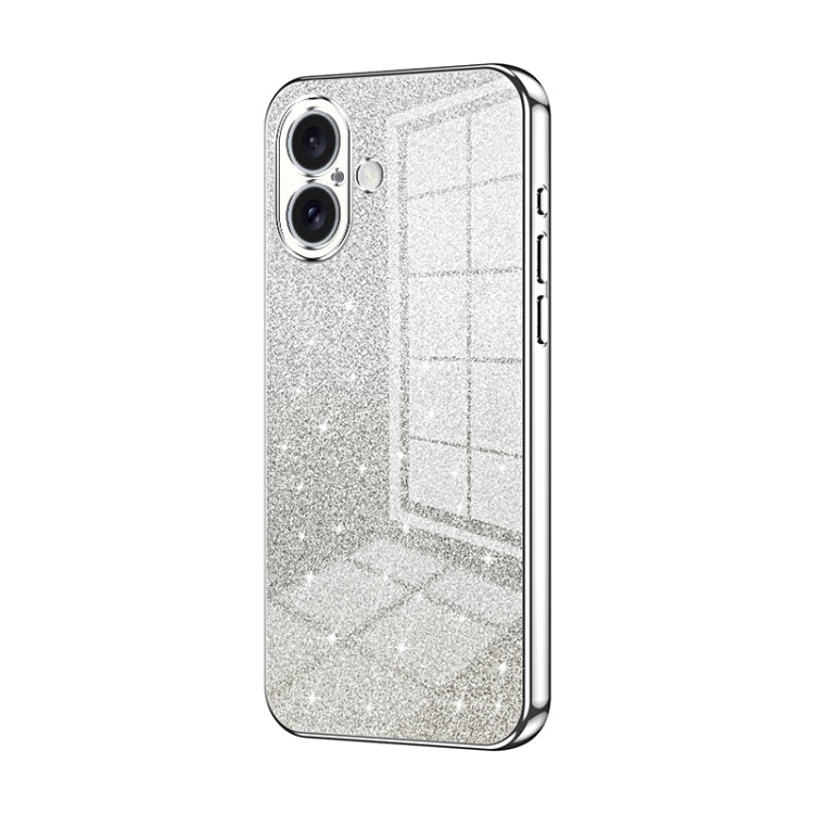 For iPhone 16 Gradient Glitter Powder Electroplated Phone Case