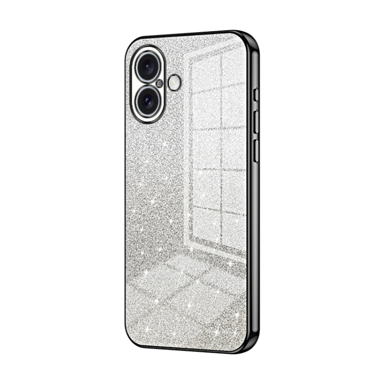 For iPhone 16 Gradient Glitter Powder Electroplated Phone Case
