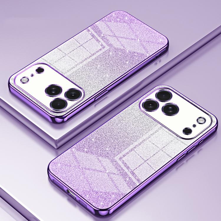 For iPhone 17 Pro Gradient Glitter Powder Electroplated Phone Case