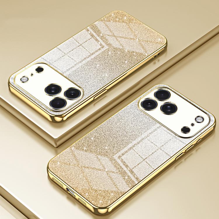 For iPhone 17 Pro Gradient Glitter Powder Electroplated Phone Case