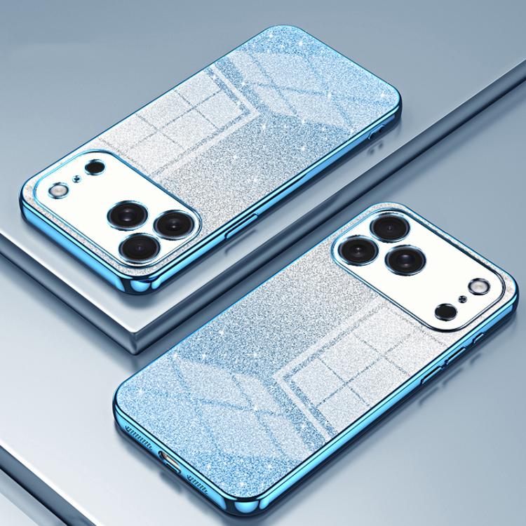 For iPhone 17 Pro Gradient Glitter Powder Electroplated Phone Case
