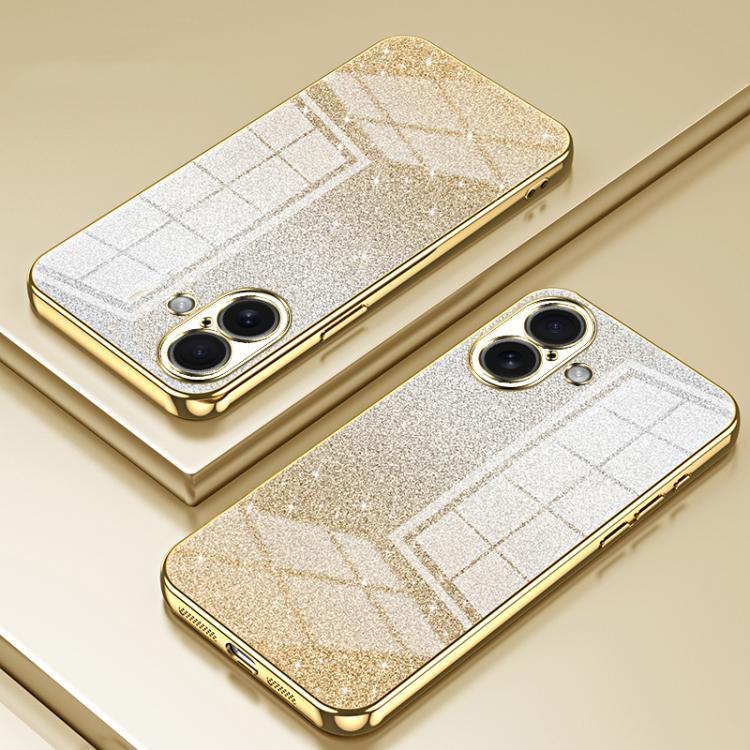 For iPhone 17 Gradient Glitter Powder Electroplated Phone Case