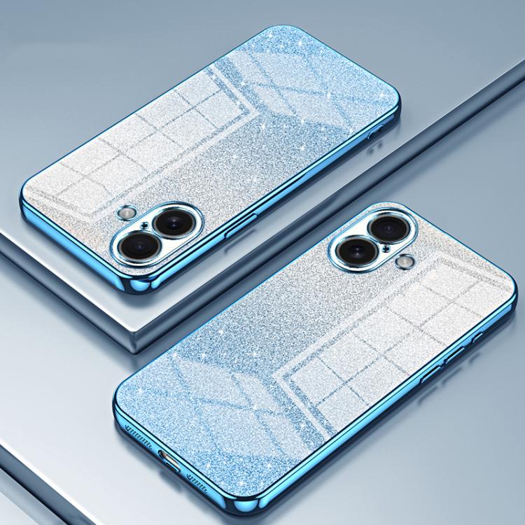 For iPhone 17 Gradient Glitter Powder Electroplated Phone Case