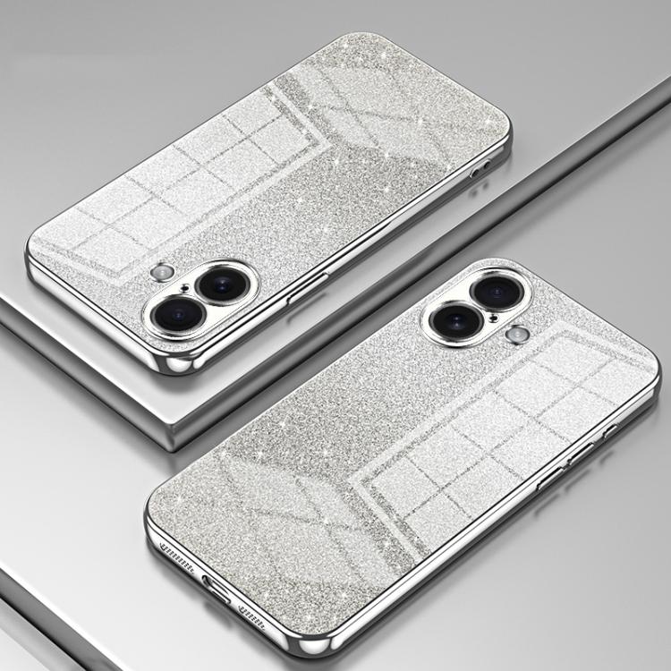 For iPhone 17 Gradient Glitter Powder Electroplated Phone Case