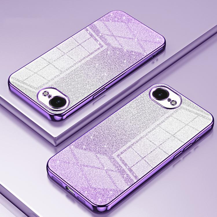 For iPhone 17e / 16e Gradient Glitter Powder Electroplated Phone Case