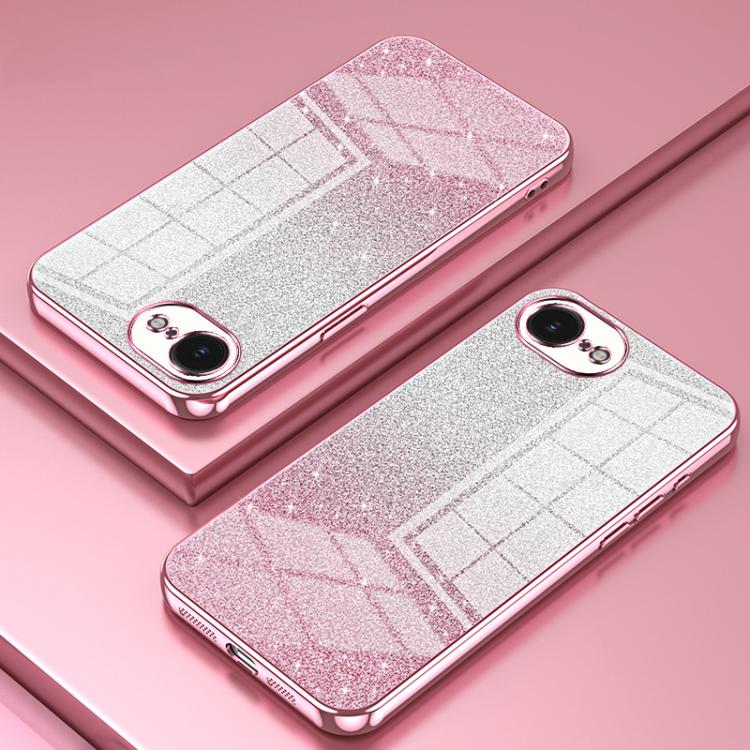 For iPhone 17e / 16e Gradient Glitter Powder Electroplated Phone Case