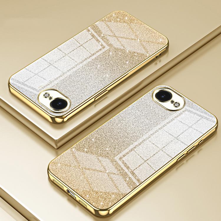 For iPhone 17e / 16e Gradient Glitter Powder Electroplated Phone Case