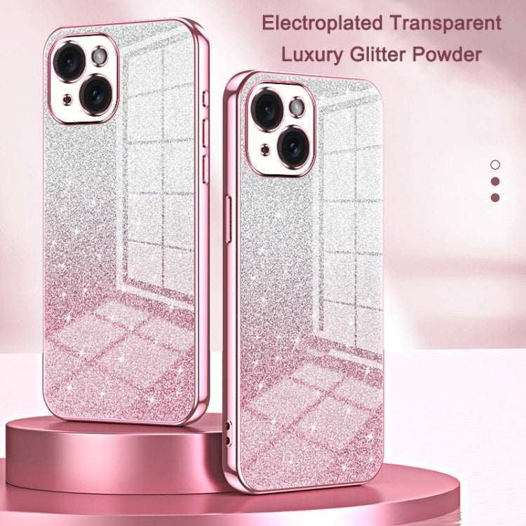 For iPhone 16 Pro Max Gradient Glitter Powder Electroplated Phone Case