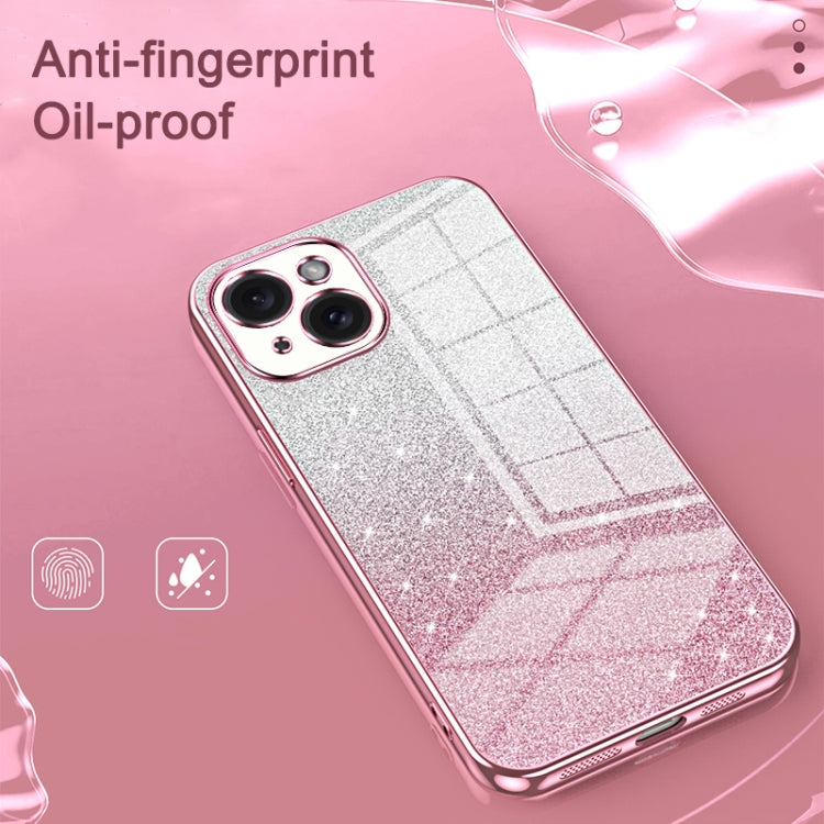 For iPhone 16 Pro Max Gradient Glitter Powder Electroplated Phone Case