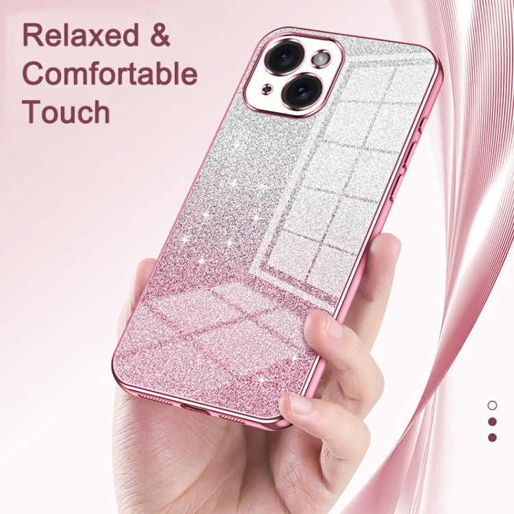For iPhone 16 Pro Max Gradient Glitter Powder Electroplated Phone Case