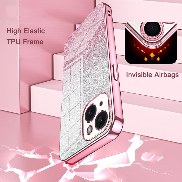 For iPhone 16 Pro Max Gradient Glitter Powder Electroplated Phone Case
