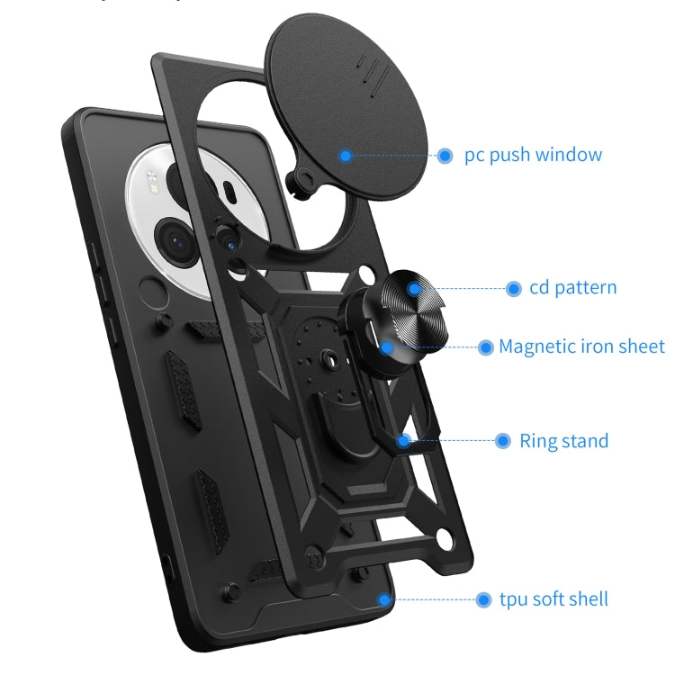 For Honor Magic6 Pro Sliding Camera Cover Design TPU+PC Phone Case
