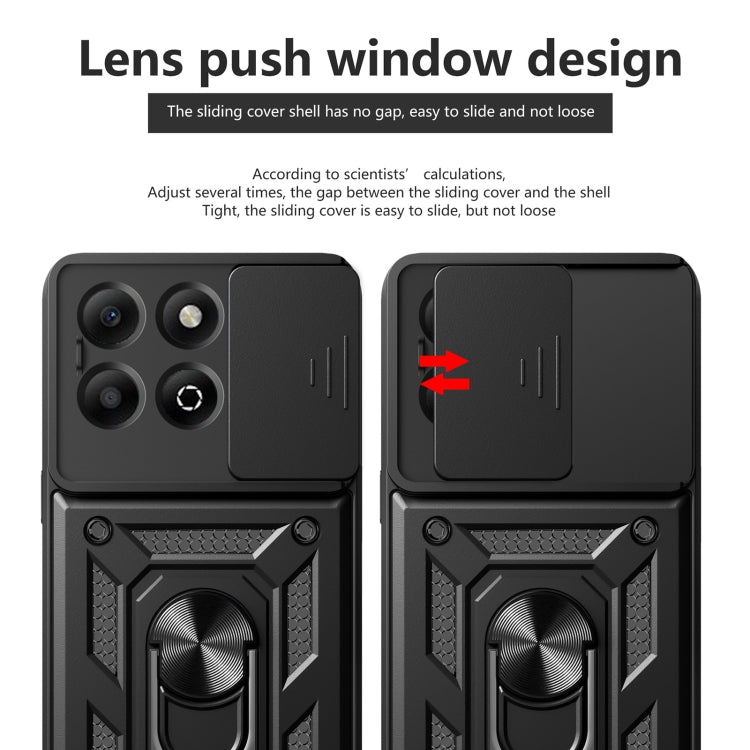 For Honor X6b 4G Sliding Camera Cover Design TPU+PC Phone Case