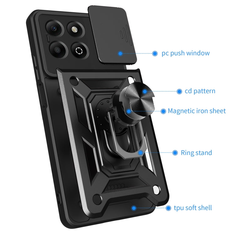 For Honor X6b 4G Sliding Camera Cover Design TPU+PC Phone Case
