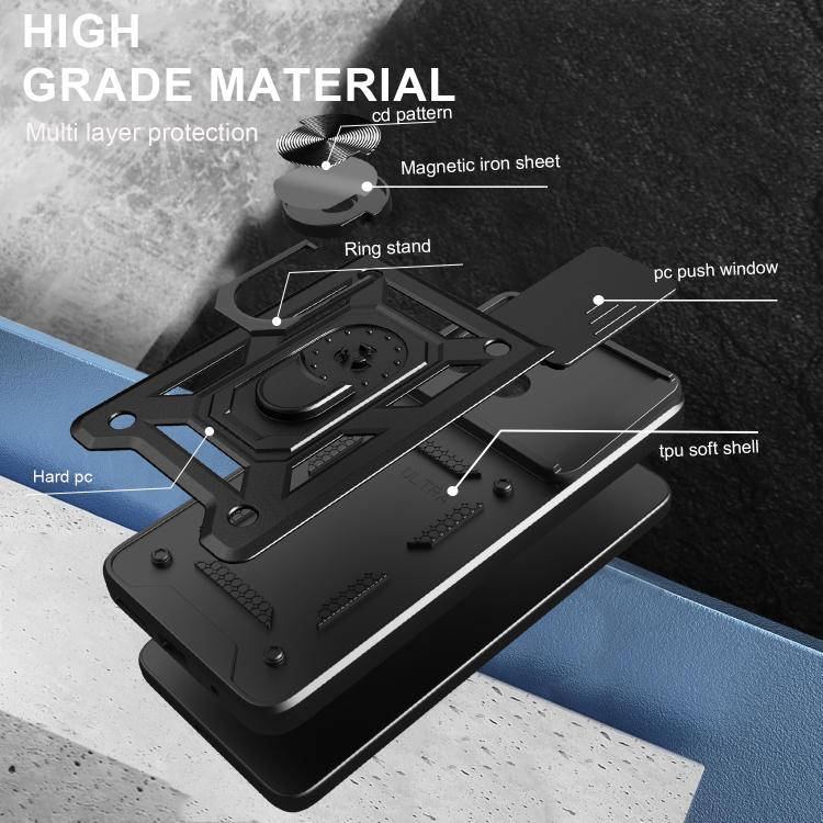 For Honor X8c 4G Sliding Camera Cover Design TPU+PC Phone Case