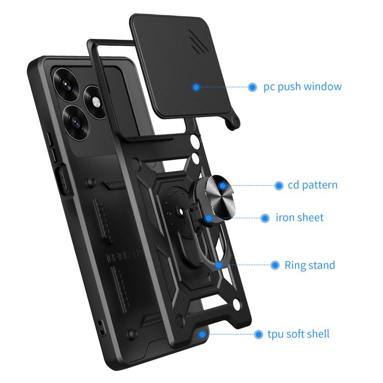 For Honor X5c Plus/X5c/Play10A 4G Sliding Camera Cover Design TPU+PC Phone Case